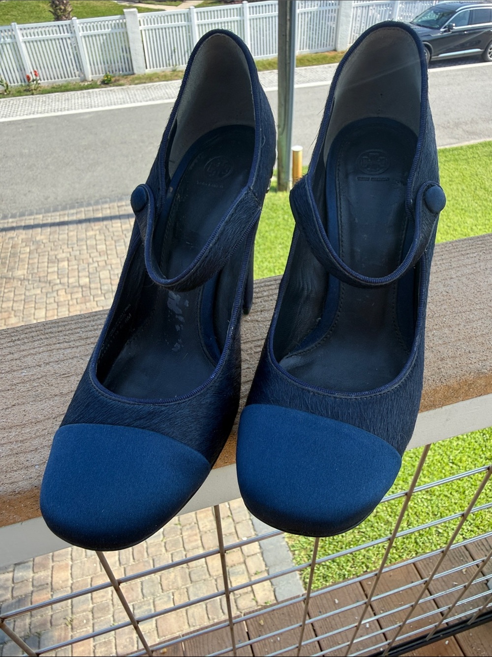 Tory Burch Navy and Deep Blue Mary Jane Heels